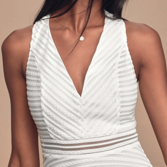 Lulu's Forever Mine White Ribbed Sleeveless Skater Dress - Picture 4 of 6